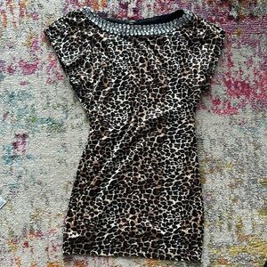 AFRM Mobwife Leopard Print Rhinestone Mini Dress Large bm